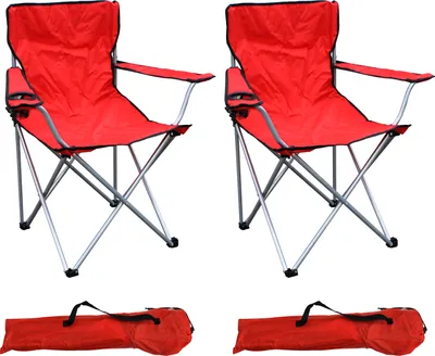 Produktbild von 2'er Set Angelstuhl Anglersessel Getränkehalter Tasche Rot bis 120kg