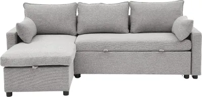 Image de CALICOSY - Canapé convertible 3 places en tissu avec méridienne L219 cm - LOUISON