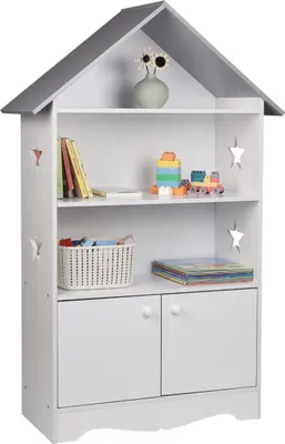 Image de Happyment Armoire de Rangement Diva - Armoire à Jouets pour Enfants - Chambre d'Enfant - Bibliothèque - Bois - Blanc