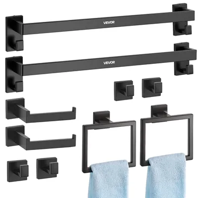 Produktbild von VEVOR Badezimmer Hardware Zubehör Set (10-TLG.) inkl. 2 Handtuchstangen & 2 Hand