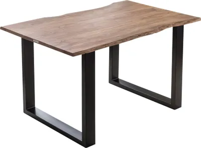 Produktbild von Esstisch Baumkante massiv Akazie stonefarben 120 x 80 cm schwarz LAURINA
