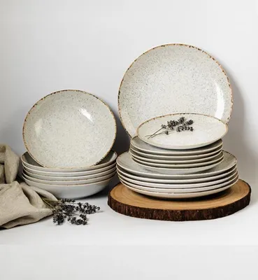 Produktbild von Tafelservice Lubiana Kerajet 18-teilig Porzellan 6 Personen beige