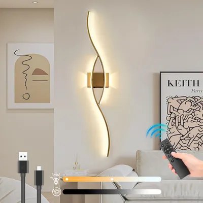 Produktbild von LED Wandleuchte Innen Modern Dimmbar 3 Farbtemperaturen Wiederaufladbar Wandlampe mit Fernbedienung