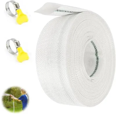 Zdjęcie produktu dla Wąż tekstylny, średnica 32 mm, długość 10 metrów, płaski wąż odprowadzający, z obejmami do mocowania