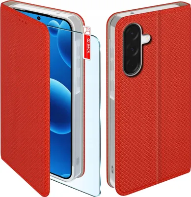 Zdjęcie produktu dla Etui z klapką do Samsung A36 5G Zamykane Czerwone Futerał + Szkło