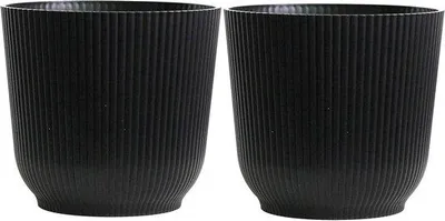 Produktbild von Famanu Pflanzenpot Set 2 Stück - Kunststoff Blumentöpfe für Innen und Außen - Modernes Design - 18 cm