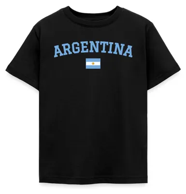 Produktbild von Spreadshirt Argentinien Flagge | Argentinien Fußball Kinder T-Shirt, 122/128 (7-8 Jahre), Schwarz