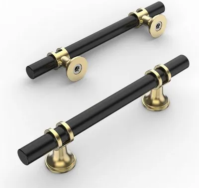 Produktbild von Famanu Möbelgriffe Schwarz-Gold - 96 mm Abstand, 10 Stück