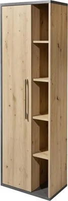 Produktbild von Hochschrank Nebraska I für Badezimmer, 50x160x31 cm, Matera Beton / Artisan Eiche