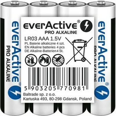 Zdjęcie produktu dla Baterie alkaliczne AAA/LR03 everActive Pro Alkaline 4 sztuki