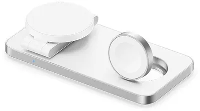 Imagen del producto de Base de carga inalámbrica 3 en 1 para iPhone y Apple Watch, compatible con iPhone 16, 15, 14, 13, 12, Apple Watch 10, 9, 8, 7, 6, SE, 5, 4, 3, y AirPods Pro.