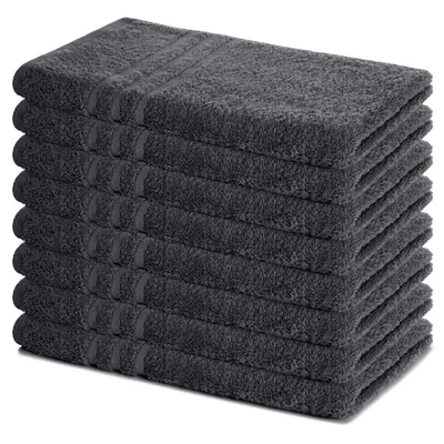 Zdjęcie produktu dla Zestaw 8 ręczników Lavea® 50 x 100 cm, Elena, 100% bawełna, ręcznik frotte, ręcznik sportowy, można prać w temperaturze 60°C, zestaw ręczników, antracytowy