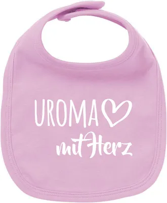 Produktbild von Huuraa Unisex Babylatz Uroma mit Herz Geschenk Babypink  Baumwolle Uroma Mitbringsel