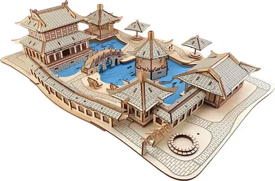 Zdjęcie produktu dla Drewniane puzzle 3D Woodcraft Ogrody Suzhou