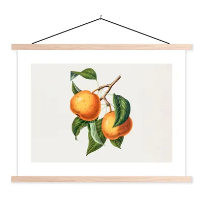 Produktbild von MuchoWow® Textilposter Orangen - Zweig - Lebensmittel 120x90 cm mit holzfarbenen Rahmen - Magnetisch