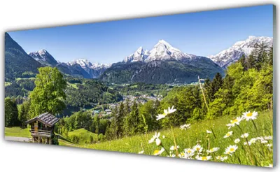 Produktbild von Acrylglasbilder 125x50 Wandbild Druck Gebirge Felder Natur