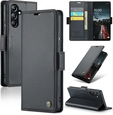Immagine prodotto di Custodia per Samsung Galaxy A16, carta di blocco RFID, custodia in pelle avanzata con funzione di supporto Nero
