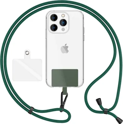 Produktbild von HoldMe Air Edition - Universal Lanyard mit 2 Pads & Karabinerhaken (matt-schwarz) - 160cm Handyband zum Umhängen - Dunkel-Grün
