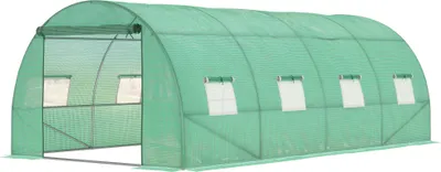 Produktbild von Outsunny Gewächshaus ca. 6 x 3 x 2 m Foliengewächshaus mit 8 Fenster, Rolltür, Aufrollbar Seitenwänden, UV-beständiger Folientunnel