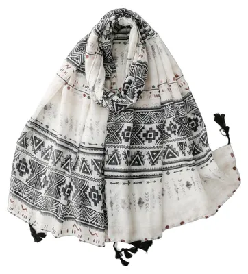 Obrázok produktu pre Dámska šatka, 180 x 90 cm, polyester, s franjasmi, geometrický vzor, etnický štýl, farebná