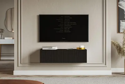 Produktbild von Selsey Veldio – TV-Lowboard hängend mit geriffelten Fronten, 100 cm, schwarz