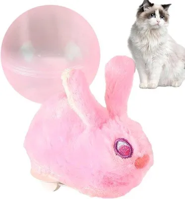 Productafbeelding van Interactief Katten Speelgoed - Kattenbal Speelgoed - Binnen Spelen - Onvoorspelbare Beweging - 12.5 cm - Roze Konijn