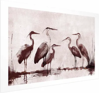 Produktbild von Posterpapier Poster - Herons Painted in Ink 90x60 cm Tiere g-C-10146-ao-a