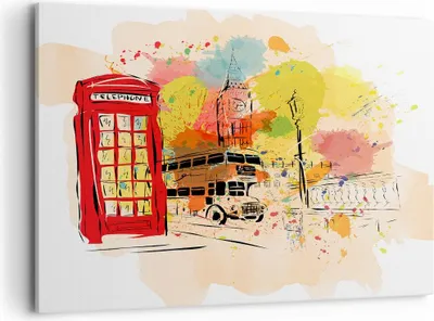 Produktbild von Bild auf Leinwand - Leinwandbild - London Bus - 120x80cm - Wand Bild - Wanddeko - Wandbilder - Leinwanddruck - Bilder - Kunstdruck - Wanddekoration - Leinwand bilder - Wandkunst - AA120x80-3920