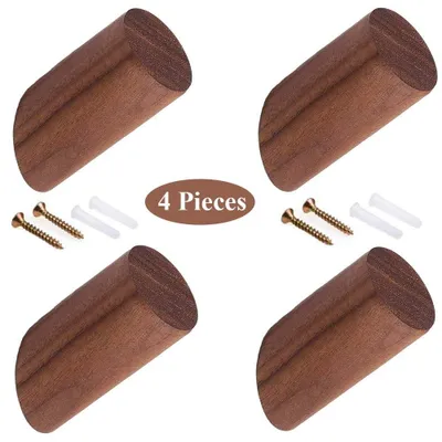 Immagine prodotto di 4 ganci appendiabiti in legno - Ganci a parete artigianali in legno di noce