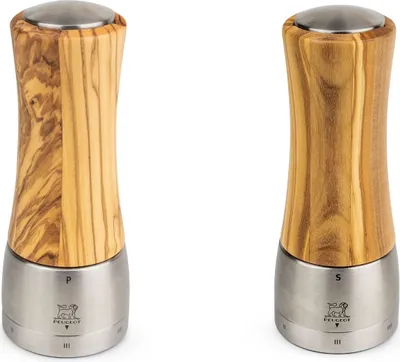 Produktbild von PEUGEOT Mühlenset 16cm Olivenholz Pfeffermühle Salzmühle Stahlmahlwerk MADRAS