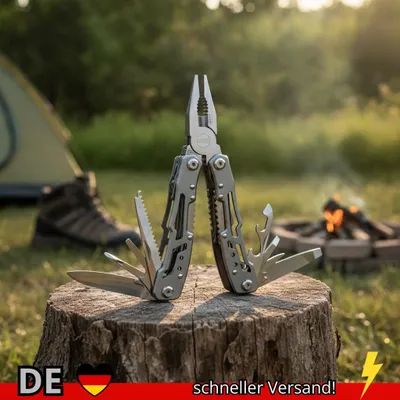 Produktbild von Camping Multitool Edelstahl Tragbare Klappmesser Zange Outdoor Notfall