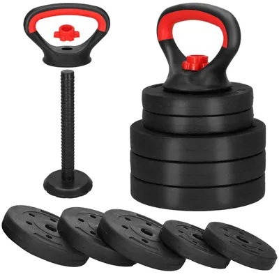 Immagine prodotto di Springos® Kettlebell regolabile 10 kg con pesi in bitume Kettlebell Swing Dumbbell Dischi per pesi efficaci Kettlebell Handle Stable Locks