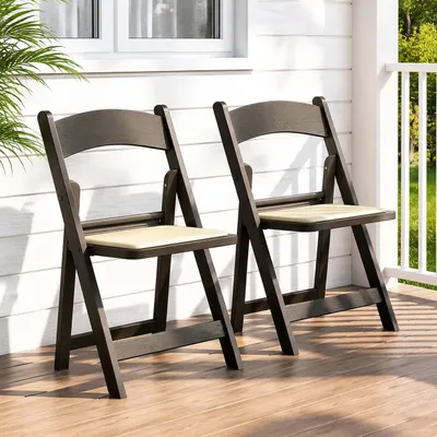 Productafbeelding van Clevich klapstoelen, tuinstoelen, set van 2, geschikt tot 200 kg, stapelbaar, gaststoelen, gepoedercoat