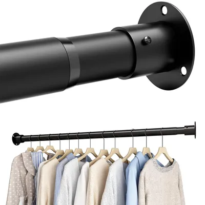 Obrázek produktu pro Omgoods - Výsuvná věšák na oblečení do skříně, montáž na zeď, délka 85-160 cm, černá barva