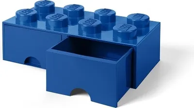 Productafbeelding van LEGO 40061731 LEGO Opbergbox, lade voor bouwstenen, 8 stuks, 2 laden, blauw