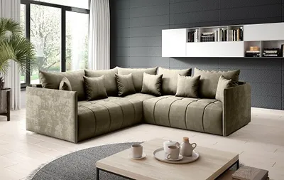 Produktbild von FurMeb24 - Ecksofa ASPEN L - Sofa mit Bettkasten und Schlaffunktion , Kissen - inklusive Topper (MONOLITH 04)