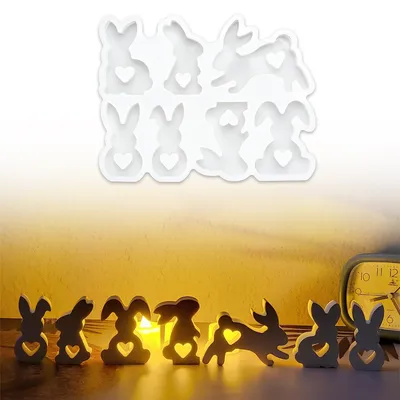 Produktbild von Silikonform für Ostern, Osteralphabet, Gipshase, DIY-Osterhasen-Bastelarbeiten (H)