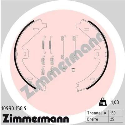 Produktbild von ZIMMERMANN 10990.158.9 Handbremsbeläge passend für MERCEDES-BENZ E-Klasse Limousine (W212) Handbremse 180mm