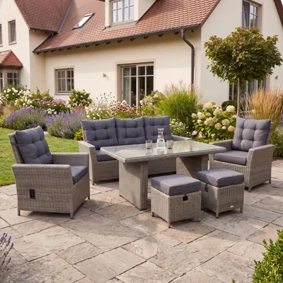 Produktbild von bellavista - Home&Garden® Dininglounge-Set Asti Polyrattan Braun 7 Personen mit Tisch