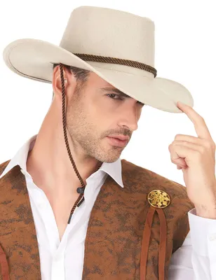 Immagine prodotto di Cappello da cowboy per adulti con fascia marrone - taglia unica