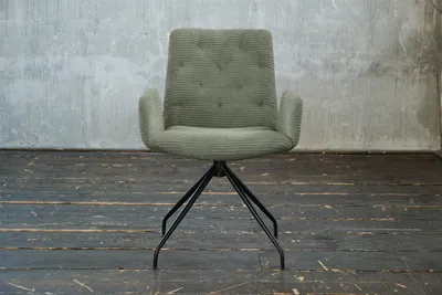 Produktbild von KAWOLA Stuhl NEW CHARME Drehstuhl Esszimmersessel Cord olivgrün
