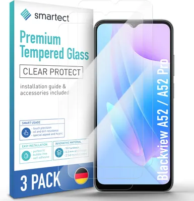 A product shot of a screen protector packaging and the screen protector itself on a phone screen.