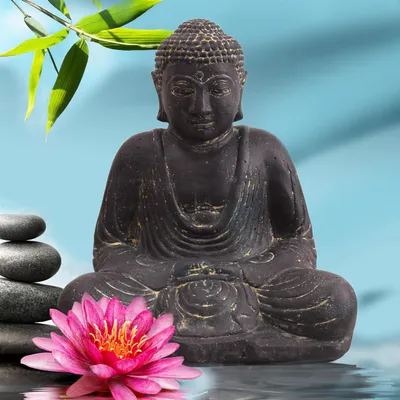 Produktbild von Stonox Buddha Figur Gopalpur Dhyana Mudra Steinguss 19x36x30 cm
