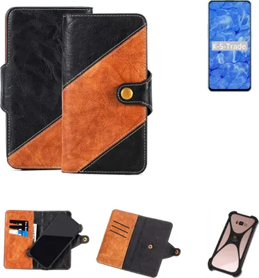 Produktbild von K-S-Trade Handyhülle Schutzhülle Bookstyle Case Wallet-Case kompatibel mit Oppo Reno6 5G Handy Cover Bumper Klapphülle schwarz hellbraun 1x