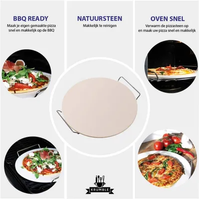 Productafbeelding van Pizzasteen, rond, diameter 30,5 cm, met handvat, geschikt voor oven en grill