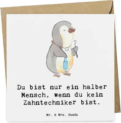 Produktbild von Mr. & Mrs. Panda Grußkarte Zahntechniker Herz - Weiß - Geschenk, anlasskarte, faltkarte, Klappkarte, doppelkarte, Glückwunschkarte