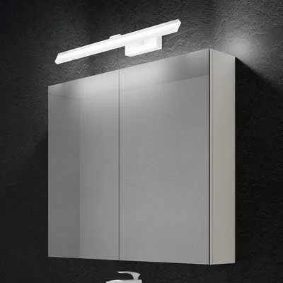 Produktbild von doporro Spiegelschrank Wandschrank in matt weiß 80x70 cm Hängeschrank Aufbewahrungsschrank mit LED Spiegelbeleuchtung 60cm (Sandweiß)