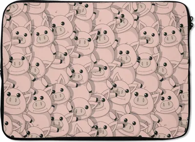 Produktbild von MuchoWow® Laptop Hülle 14 ZollSchweine - Tiere - Rosa - Muster Laptoptasche - Laptoptasche - Stoßsicher - Schutzhaube
