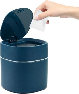 Produktbild von Mini-Verschluss-Abfallbehälter, 2 Liter, für Schreibtisch, Nachtkästchen, ABS, grün, kleiner Abfallbehälter