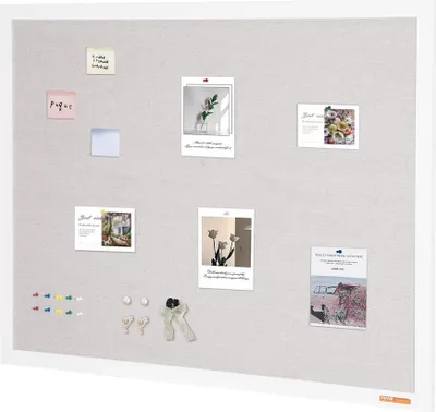 Produktbild von 48" x 36" weiße Korktafel mit Leinenoberfläche, wandmontierte Pinnwand